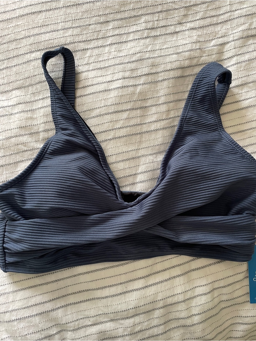 CupShe Blue Ribbed Bikini Top - Picture 2 of 4